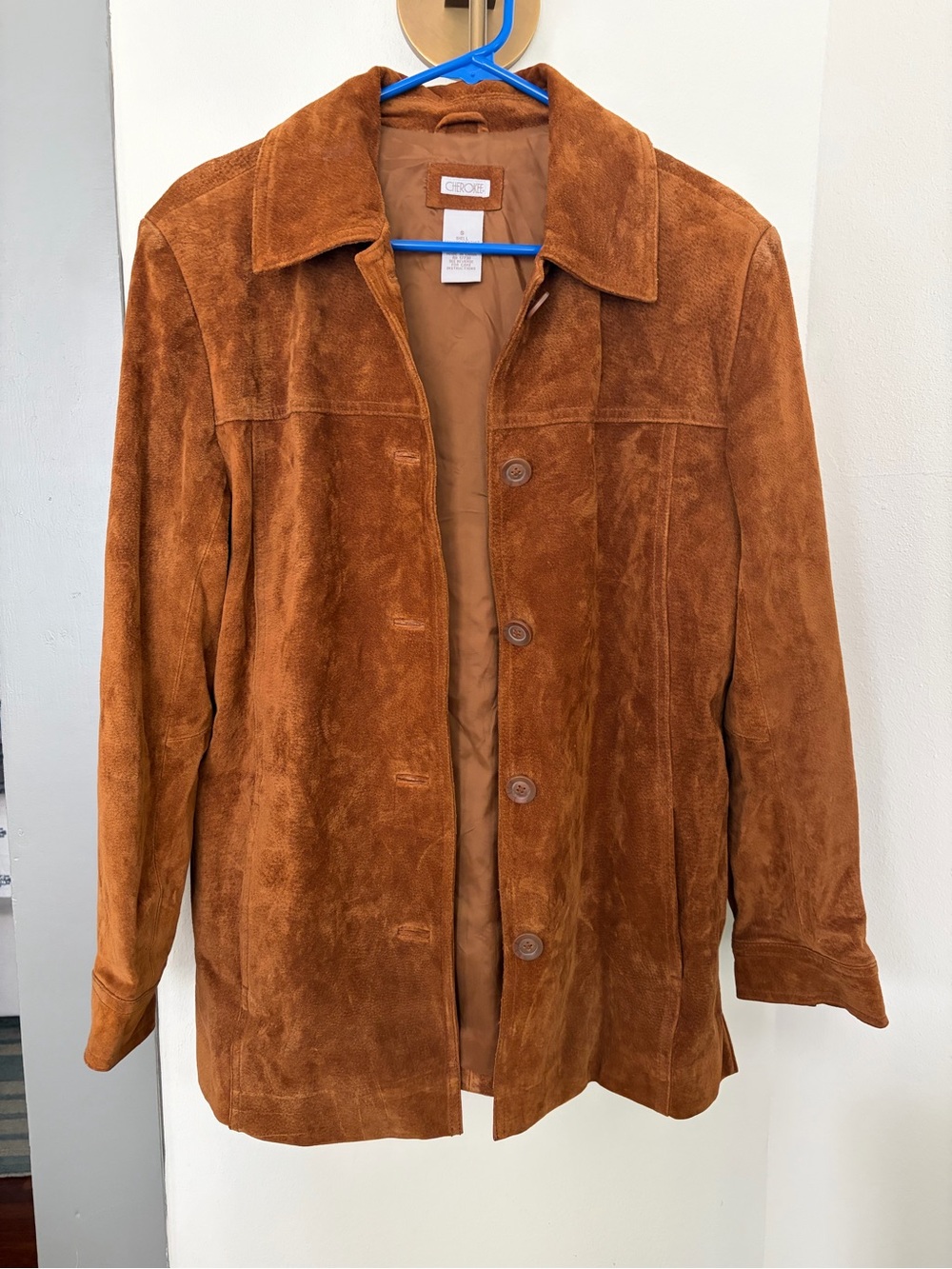 Vintage Cherokee Genuine Leather Button-Front Jacket - Rust Brown